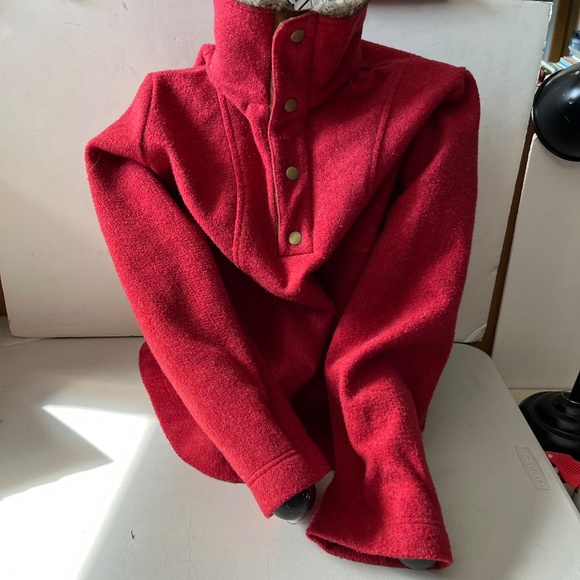 Orvis Fleece Snap Pullover Sweater Faux Fur Collar Womens Size Large - Picture 5 of 5